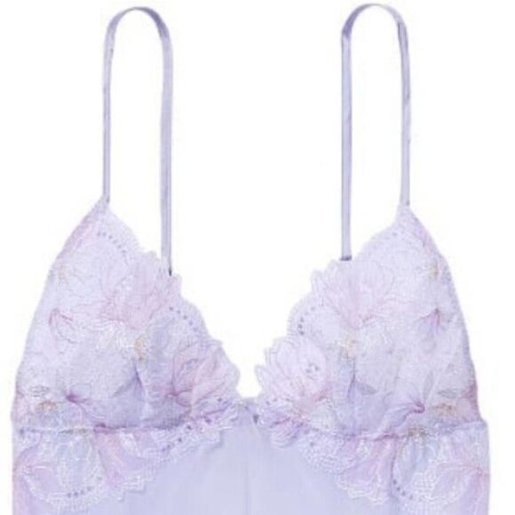 RARE🧚‍♀️Victoria'sSecret Lace Mini Slip Exquisite Floral Icy Lavender - Picture 5 of 14